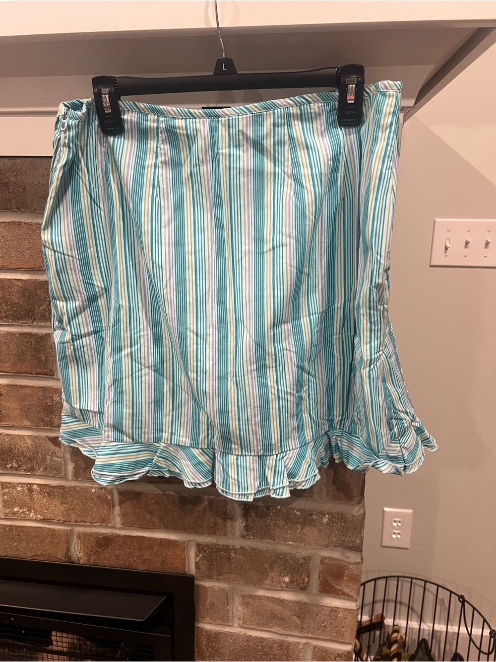 Lane Bryant Aqua, White and Teal Striped Ruffle Skort - Picture 4 of 5